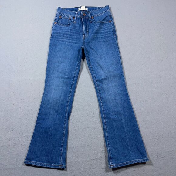 Madewell Jeans Women 24 Cali Demi Boot Cropped High Rise Demin Blue‎ Mid - Picture 1 of 11